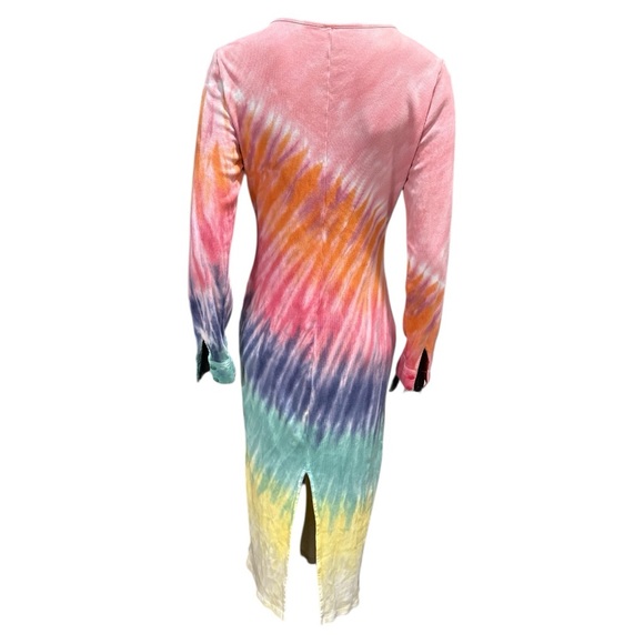 Young Fabulous & Broke Pink Orange Bodycon Long Sleeve Dress - Picture 4 of 8